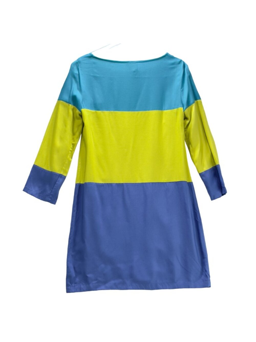 MAEVE ANTHROPOLOGIE Women’s Dress Blue Yellow Color-block Rayon Size 6 - Picture 6 of 12